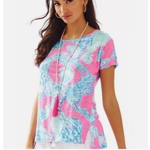 Lilly Pulitzer Mikela 100% linen dolman tee in pink pout